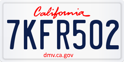 CA license plate 7KFR502