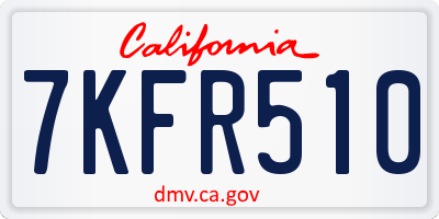 CA license plate 7KFR510