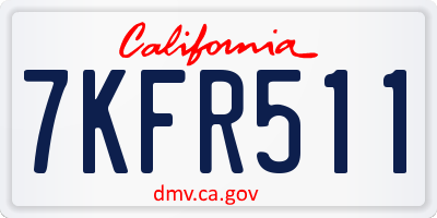 CA license plate 7KFR511