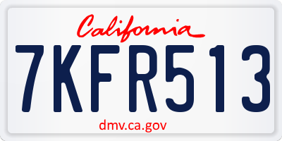 CA license plate 7KFR513