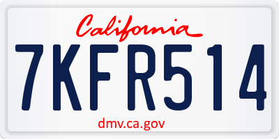 CA license plate 7KFR514
