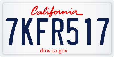 CA license plate 7KFR517