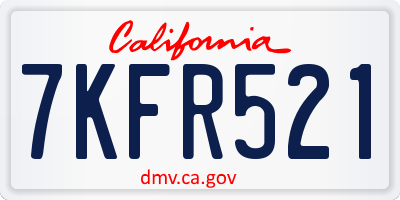 CA license plate 7KFR521