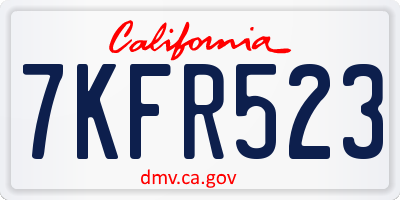 CA license plate 7KFR523