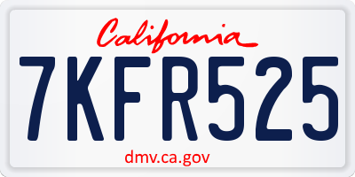 CA license plate 7KFR525