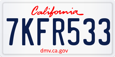 CA license plate 7KFR533