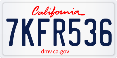 CA license plate 7KFR536