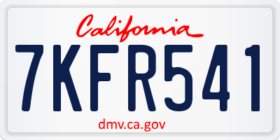 CA license plate 7KFR541