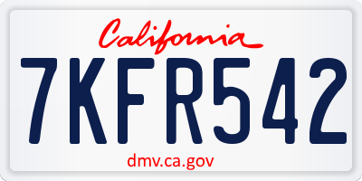 CA license plate 7KFR542