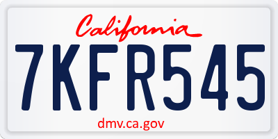 CA license plate 7KFR545