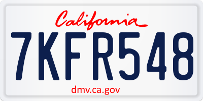 CA license plate 7KFR548
