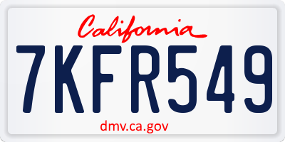 CA license plate 7KFR549