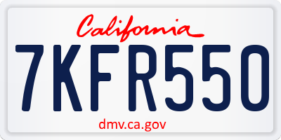 CA license plate 7KFR550