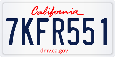 CA license plate 7KFR551