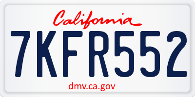 CA license plate 7KFR552