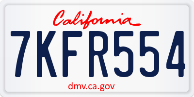 CA license plate 7KFR554
