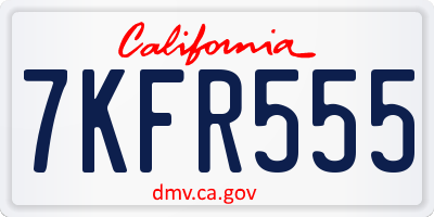 CA license plate 7KFR555