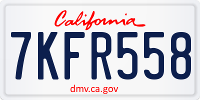 CA license plate 7KFR558