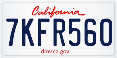 CA license plate 7KFR560