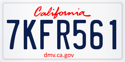CA license plate 7KFR561