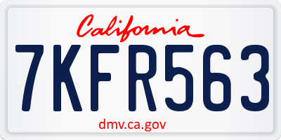 CA license plate 7KFR563