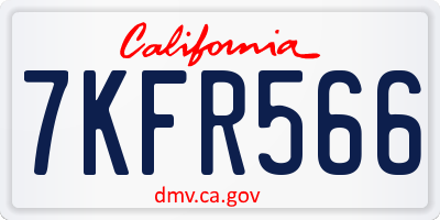 CA license plate 7KFR566