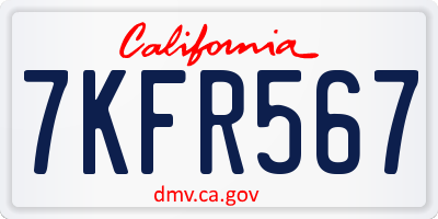 CA license plate 7KFR567