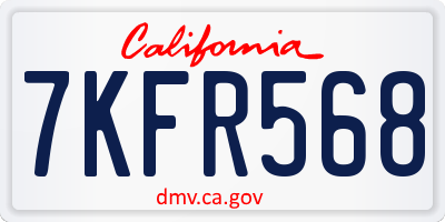 CA license plate 7KFR568