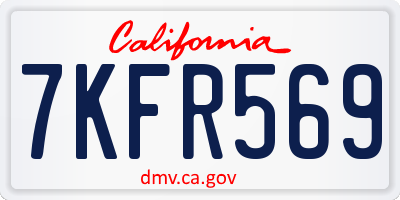CA license plate 7KFR569