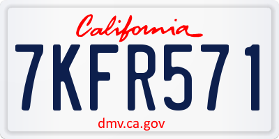 CA license plate 7KFR571