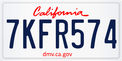 CA license plate 7KFR574