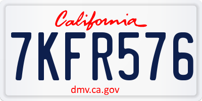 CA license plate 7KFR576