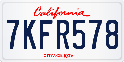 CA license plate 7KFR578