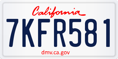 CA license plate 7KFR581
