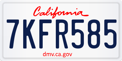 CA license plate 7KFR585
