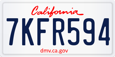 CA license plate 7KFR594