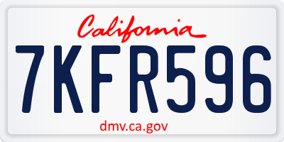 CA license plate 7KFR596