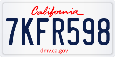CA license plate 7KFR598
