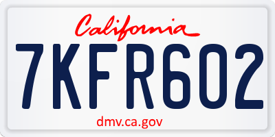 CA license plate 7KFR602