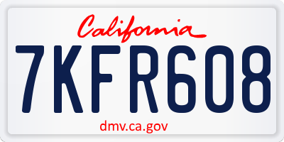 CA license plate 7KFR608