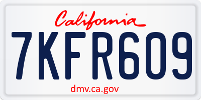 CA license plate 7KFR609