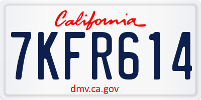 CA license plate 7KFR614