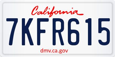 CA license plate 7KFR615