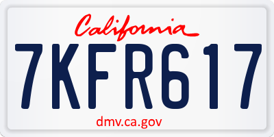 CA license plate 7KFR617