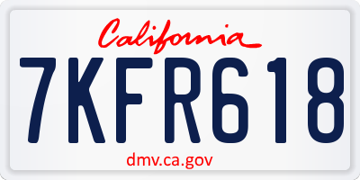 CA license plate 7KFR618