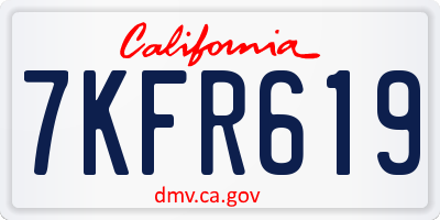 CA license plate 7KFR619