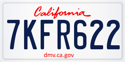 CA license plate 7KFR622