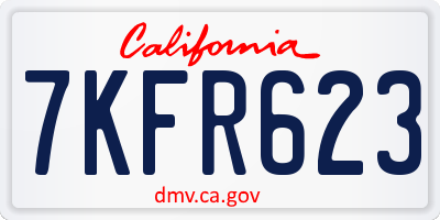 CA license plate 7KFR623