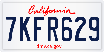 CA license plate 7KFR629