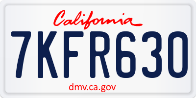 CA license plate 7KFR630